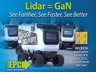 Efficient Power Conversion（EPC）、車載品質認定の65 VのeGaN FETを製品化、Lidarシステムの高解像度化に貢献へ